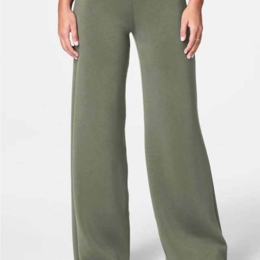 SPANX Air Essentials Olive Green Wide-Leg Pants